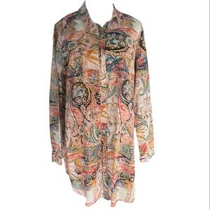 Soft Surroundings Paisley Kira Tunic L Boho Art Teacher Cotton Top Long Sleeve